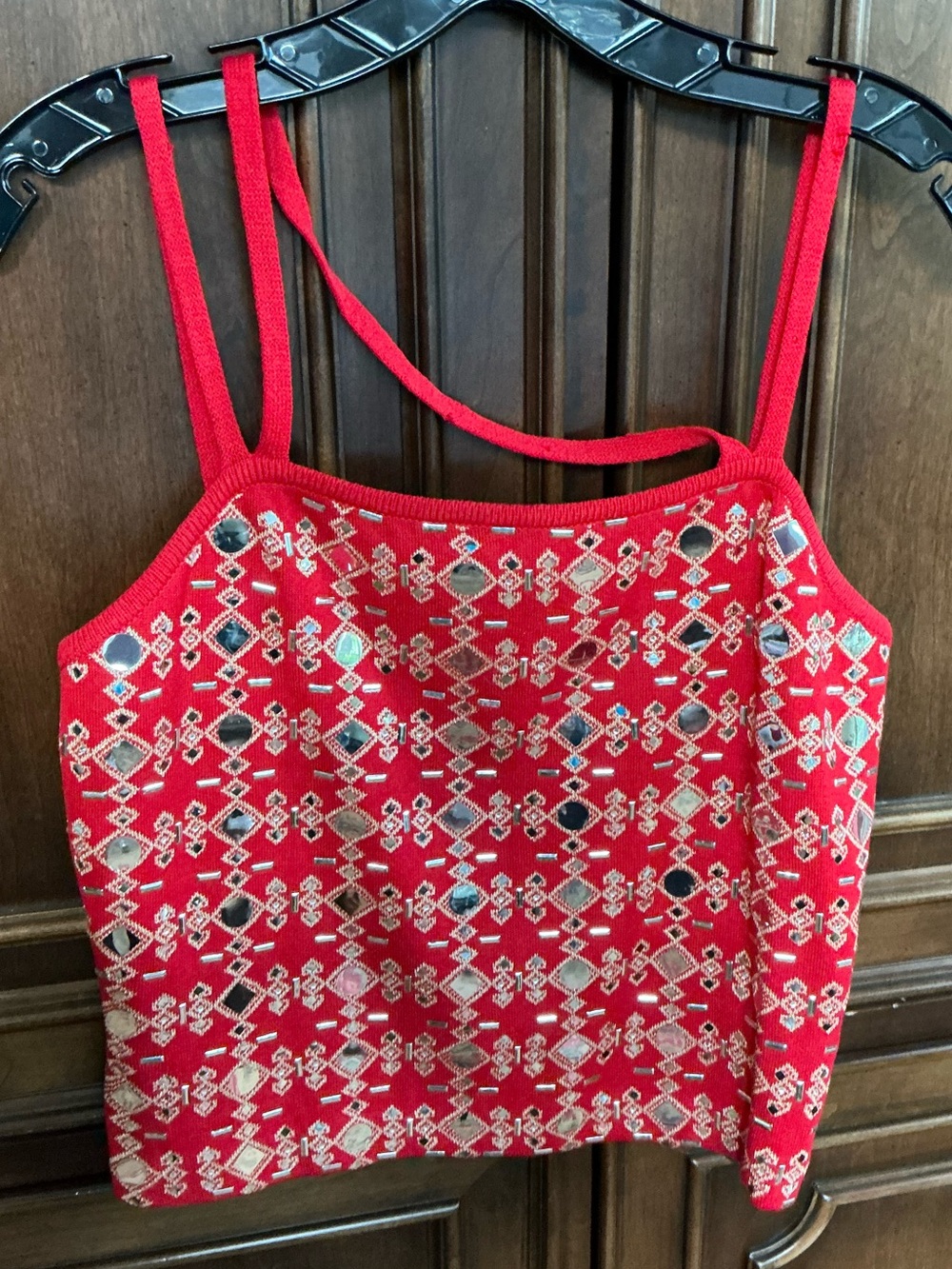St. John Evening by Marie Gray Red  Embellished Tank Top